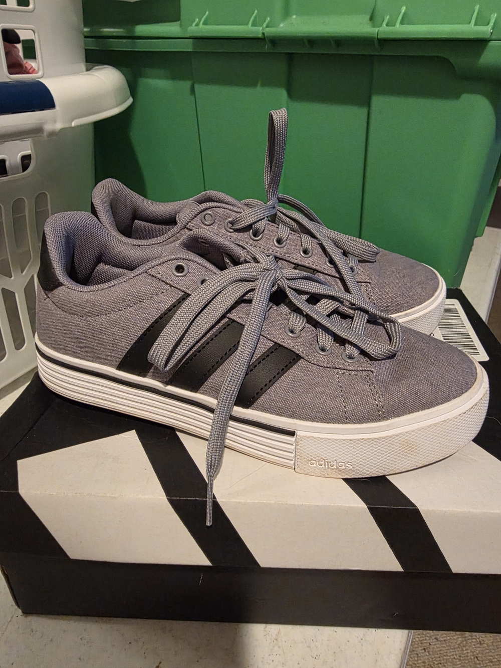 Adidas Daily 4.0  Gray  Canvas Sneakers with Black Stripes